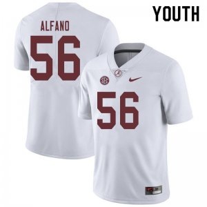 NCAA Youth Alabama Crimson Tide #56 Antonio Alfano Stitched College 2019 Nike Authentic White Football Jersey OZ17B26LB